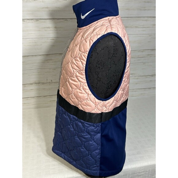 NIKE Aerolayer Womens Colorblock Quilted Puffer Full Zip RUNNING Vest Size LARGE - Picture 3 of 16